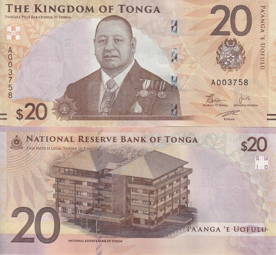 Tonga 20 Pananga 2023 2024 P 52 NEW Design National Reserve UNC