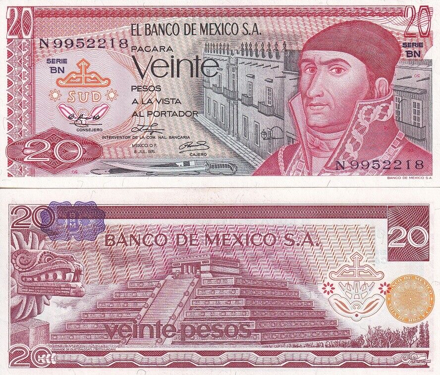 Mexico 20 Pesos 1976 P 64 c UNC