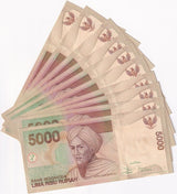 Indonesia 5000 Rupiah 2001/2004 P 142 d UNC LOT 10 PCS