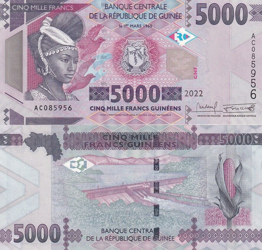 Guinea 5000 Francs 2022 P 49 UNC