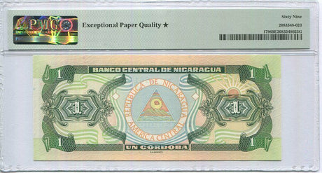 Nicaragua 1 Cordobas 1995 P 179 Superb Gem UNC PMG 69 EPQ Extra Star