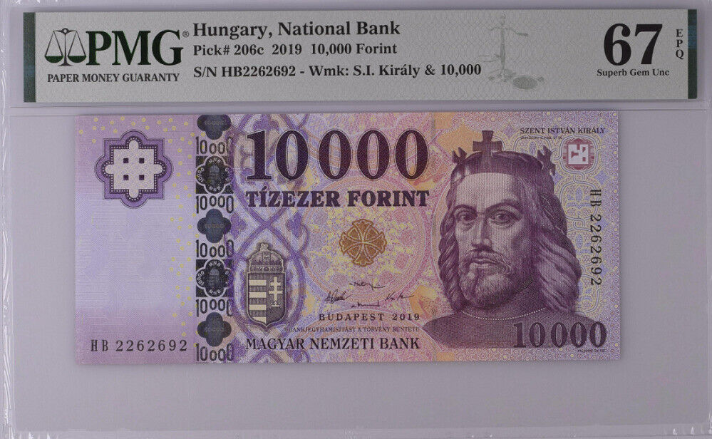 Hungary 10000 Forint 2019 P 206 c Superb Gem UNC PMG 67 EPQ