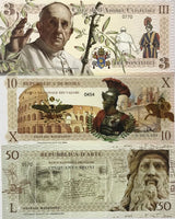 Italy Fantasy SET 3 10 50 2018 Pope Francisco Rome Da Vinci Paper Polymer