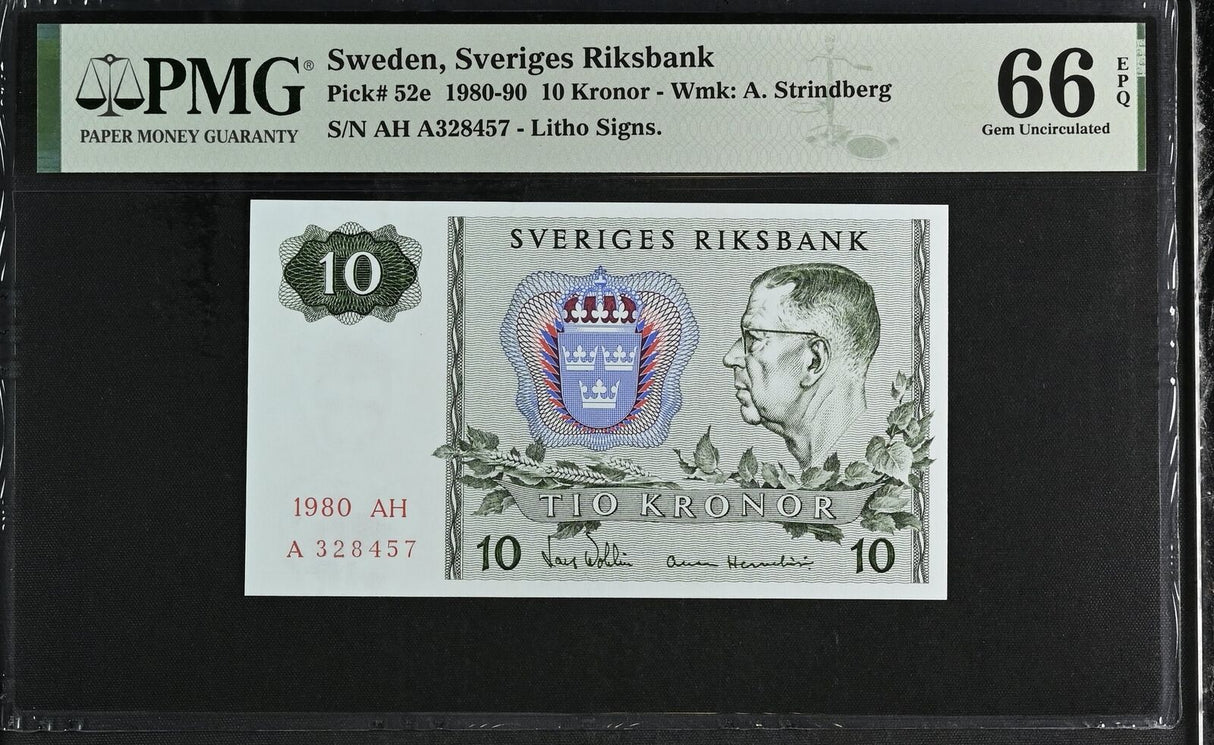 Sweden 10 Kronor 1980 P 52 e Gem UNC PMG 66 EPQ