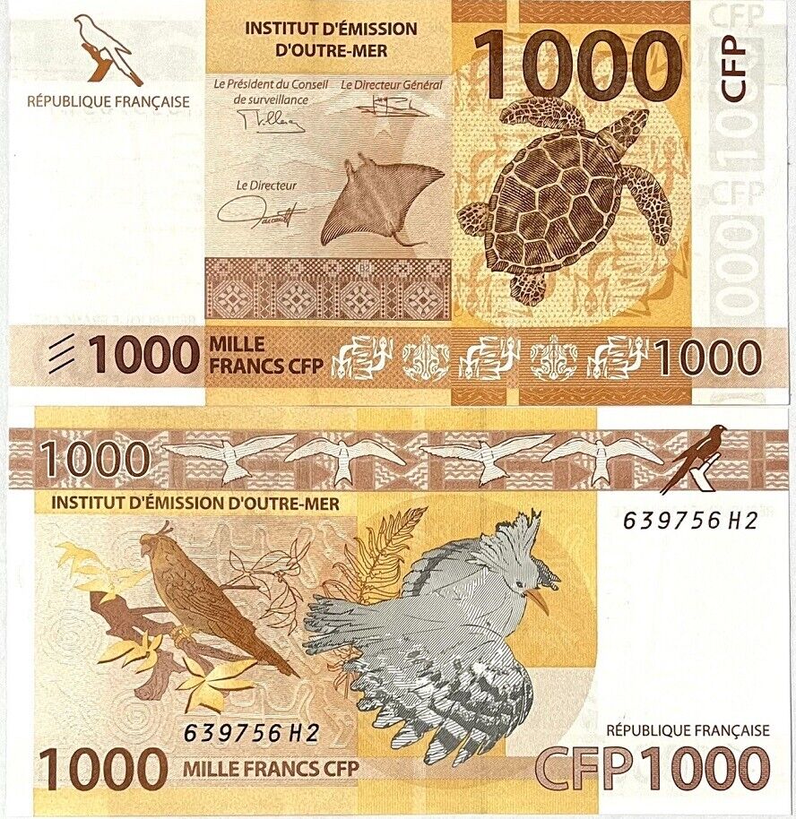 French Pacific Territories 1000 Francs 2014 New Sign P 6 UNC