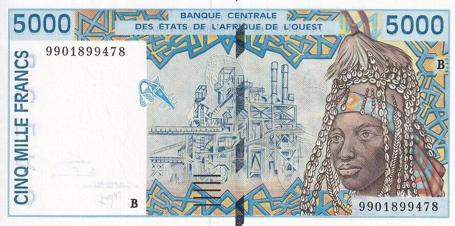 West African States Benin 5000 Francs 1999 P 213Bi UNC