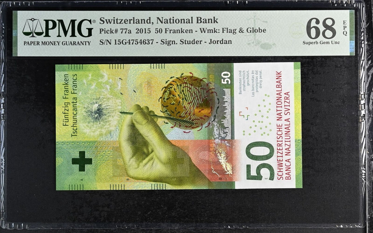 Switzerland 50 Franken 2015 P 77 a Superb Gem UNC PMG 68 EPQ