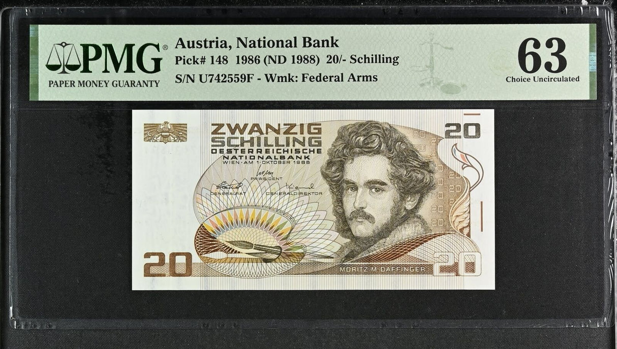 Austria 20 Shillings 1986 ND 1988 P 148 Choice UNC PMG 63