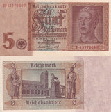Germany Reichsbank 5 Reichsmark 1942 P 186 AUnc