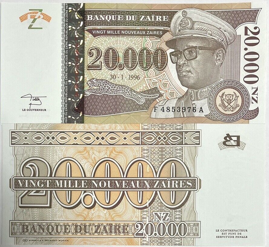 Zaire 20000 Nouveaux 1996 P 72 UNC