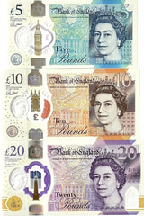 Great Britain Set 3 Pcs 5 10 20 Pound 2015-2020 P 394 395 396 Polymer UNC