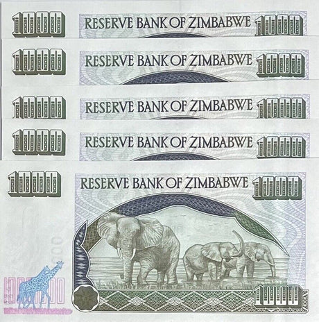 Zimbabwe 1000 Dollars 2003 P 12 b Small Digits UNC LOT 5 PCS