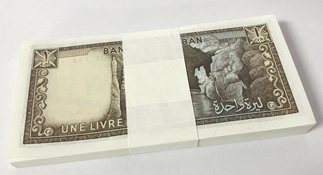Lebanon 1 Livres 1980 P 61 c UNC Lot 25 Pcs 1/4 Bundle