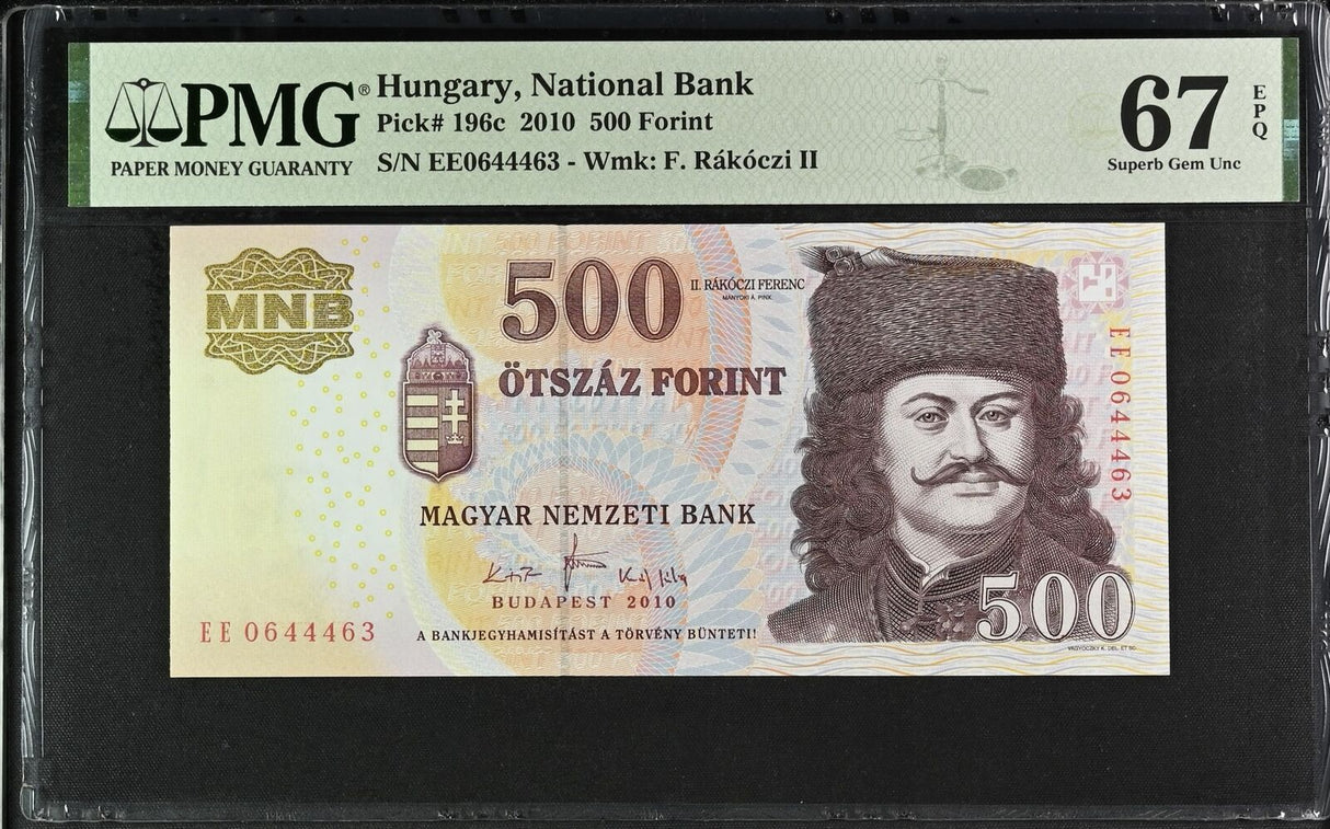 Hungary 500 Forint 2010 P 196 c Superb Gem UNC PMG 67 EPQ