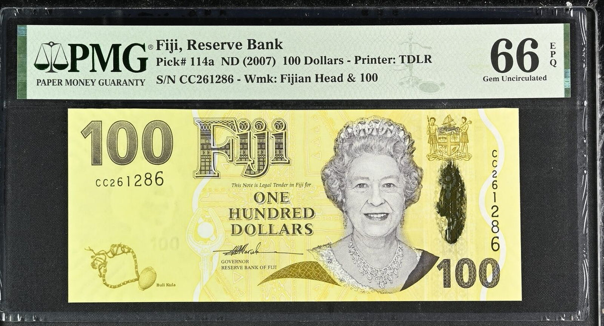 Fiji 100 Dollars ND 2007 P 114 a Gem UNC PMG 66 EPQ