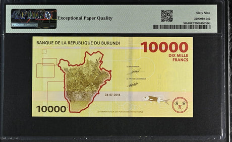 Burundi 10000 Francs 2018 P 54 b Superb Gem UNC PMG 69 EPQ