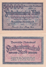 Germany Bayern 500000 Mark 1923 P S930 UNC