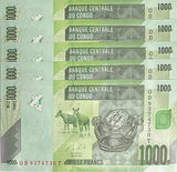 Congo 1000 Francs 2020 P 101 c UNC LOT 5 PCS