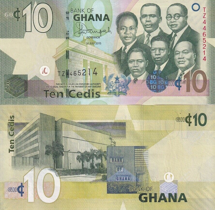Ghana 10 Cedis 2015 Prefix TZ P 39 f UNC