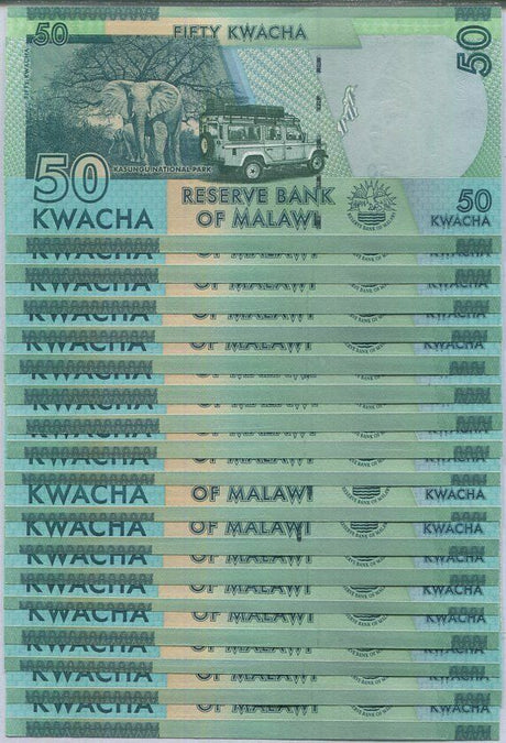 MALAWI 50 KWACHA 2016 P 64 c ABOUT UNC LOT 17 PCS
