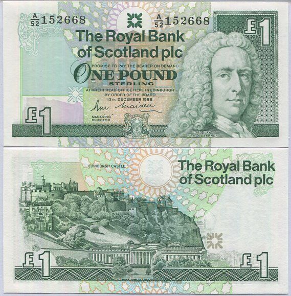 SCOTLAND 1 POUND 1988-1990 P 351 a UNC
