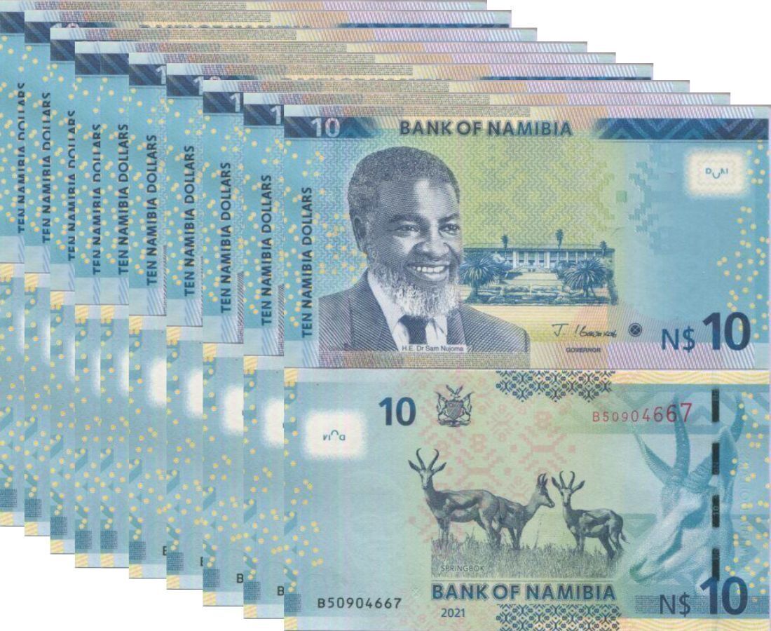 Namibia 10 Dollars 2021 P 16 b UNC LOT 10 PCS
