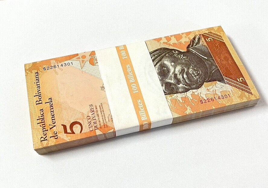 Venezuela 5 Bolivares 2013 P 89 e UNC Lot 100 Pcs 1 Bundle