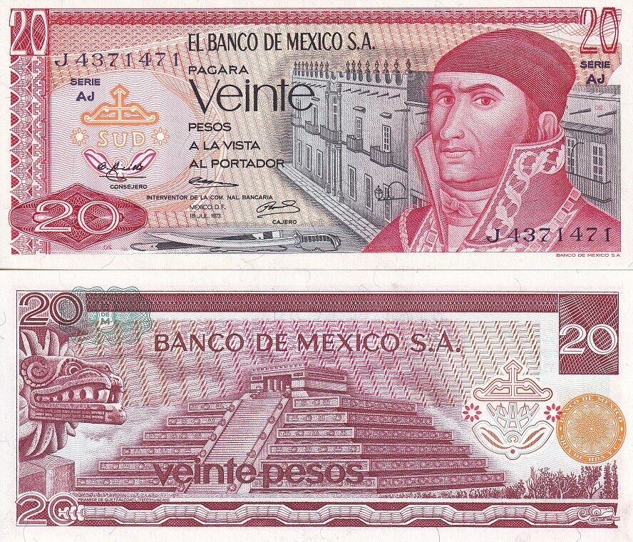 Mexico 20 Pesos 1973 P 64 b UNC