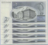 Estonia 2 Krooni 1992 P 70 UNC LOT 5 PCS