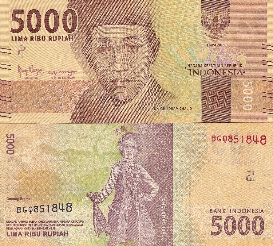 Indonesia 5000 Rupiah 2016 / 2018 P 156 c UNC