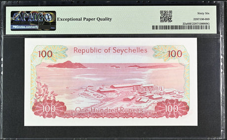 Seychelles 100 Rupees ND 1977 P 22 a Gem UNC PMG 66 EPQ