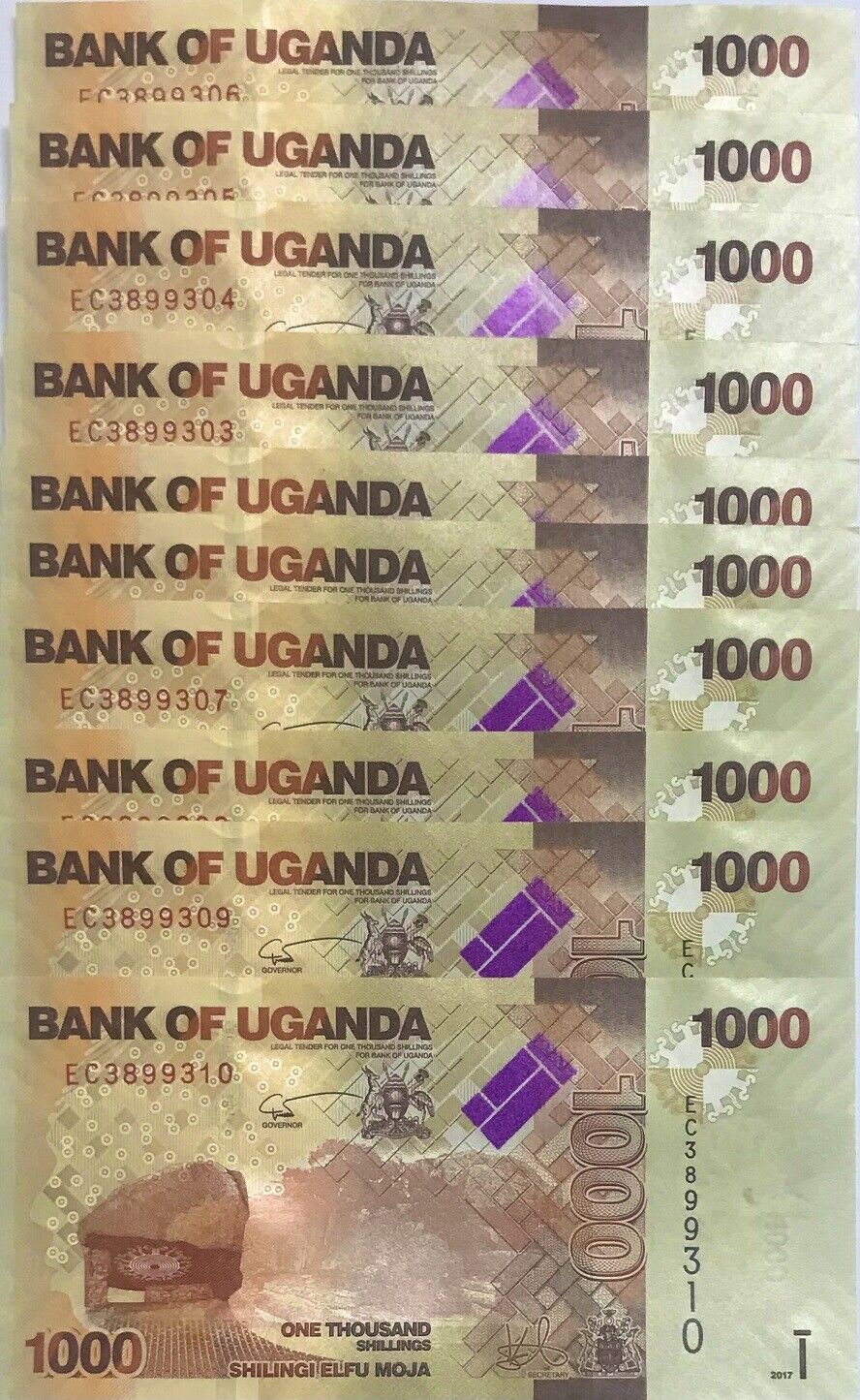Uganda 1000 Shillings 2017 P 49 e UNC LOT 10 PCS