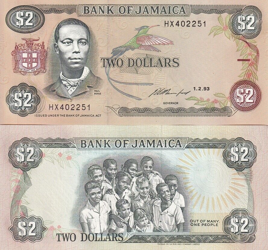 Jamaica 2 Dollars 1993 P 69 e UNC
