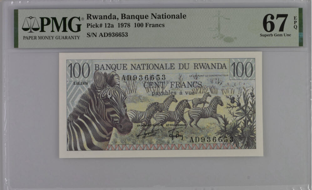 Rwanda 100 Francs 1978 P 12 a Superb Gem UNC PMG 67 EPQ