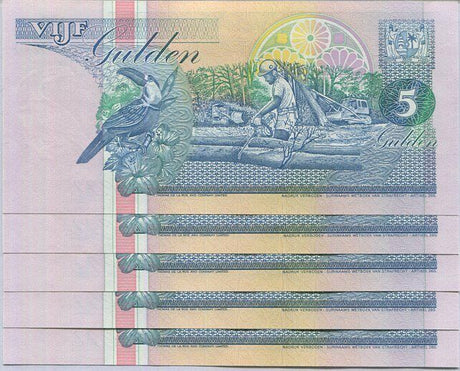 Suriname 5 Gulden 1996 P 136 UNC LOT 5 PCS