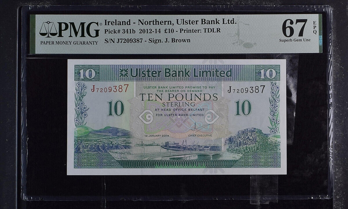 Northern Ireland 10 Pounds 2014 P 341 b Superb Gem UNC PMG 67 EPQ