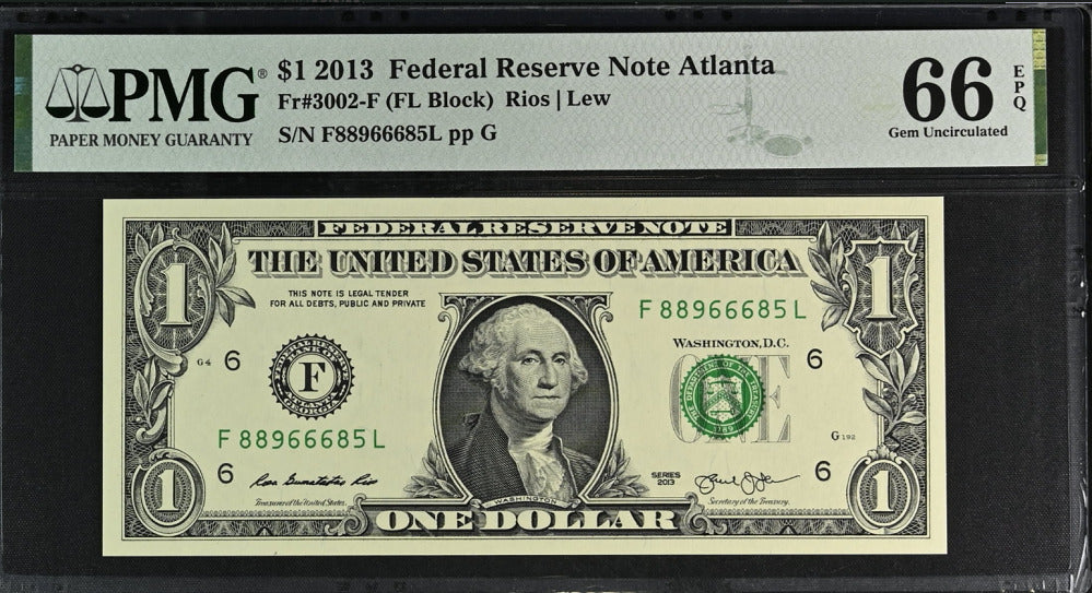United States 1 Dollar USA 2013 P 537 F Atlanta Gem UNC PMG 66 EPQ
