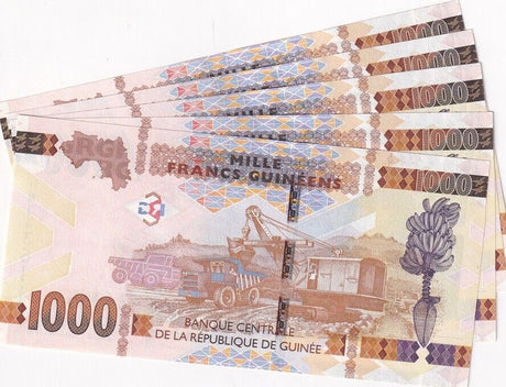 Guinea 1000 Francs 2018 P 48 c UNC LOT 5 PCS