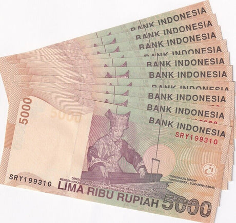 Indonesia 5000 Rupiah 2001/2004 P 142 d UNC LOT 10 PCS