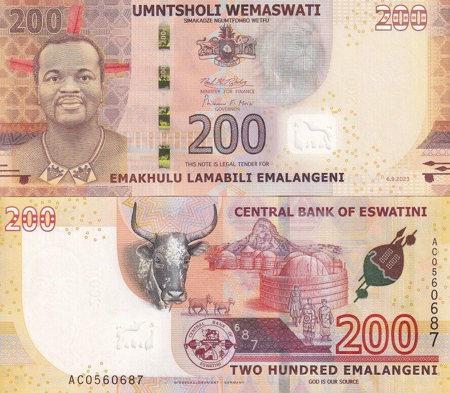 Swaziland Eswatini 200 Emalangeni 2023 P 43 NEW HYBRID UNC