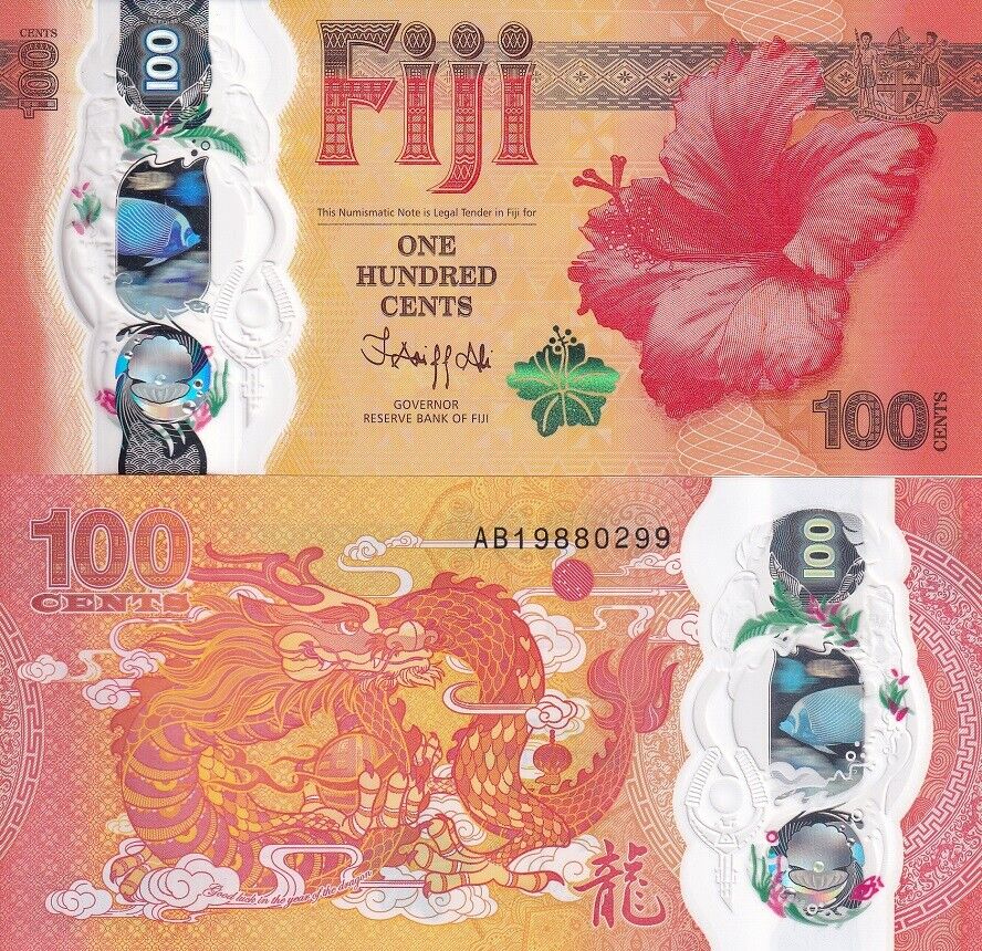 Fiji 100 Cents 2023 Commemorative Dragon Polymer P 124 AUnc