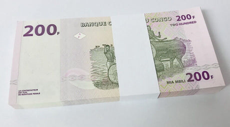 Congo 200 Francs 2013 P 99 b UNC LOT 100 PCS 1 BUNDLE