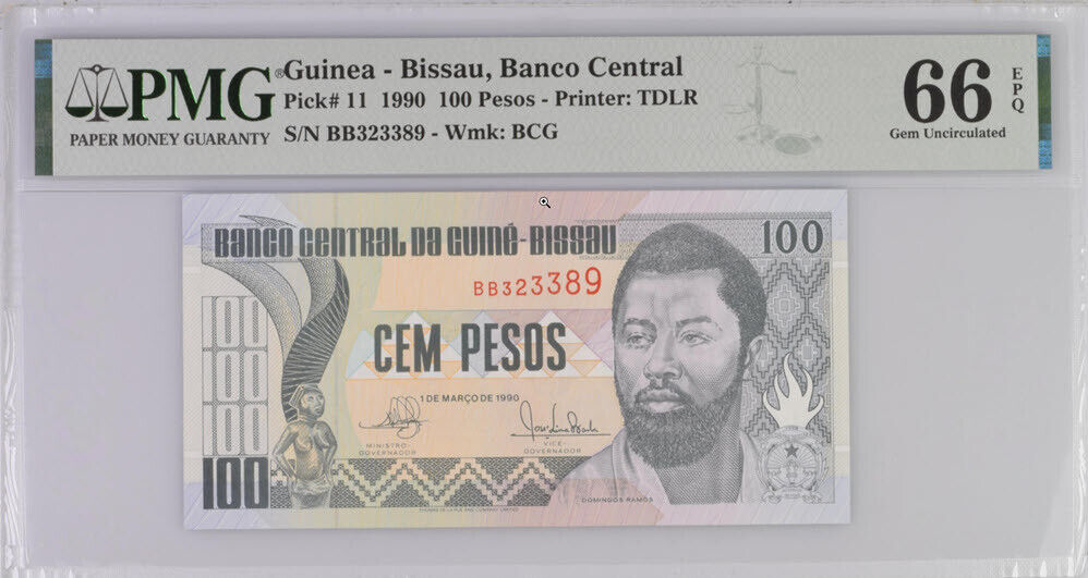 Guinea Bissau 100 Pesos 1990 P 11 Gem UNC PMG 66 EPQ