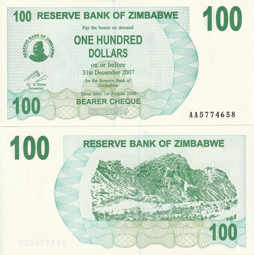 Zimbabwe 100 Dollars 2006 P 42 UNC