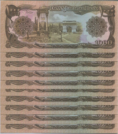 Afghanistan 1000 Afganis 1991 P 61 Unc Lot 10 Pcs 1/10 Bundle