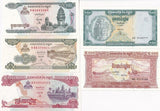 Cambodia Set 5 Pcs 100 200 500 1000 2000 Riels 1995-1998 P 41 42 43 44 45 UNC