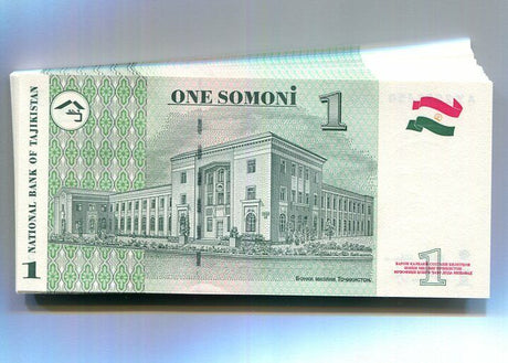 Tajikistan 1 Somoni 1999 (2010) P 14A UNC LOT 25 PCS