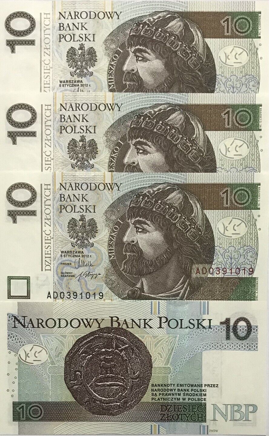Poland 10 Zlotych 2012 (2014) P 183 a UNC LOT 3 PCS
