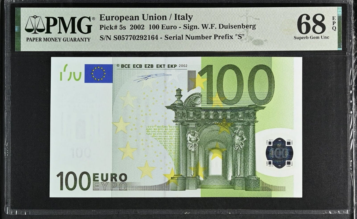Euro 100 Euro Italy 2002 P 5 s Superb Gem UNC PMG 68 EPQ