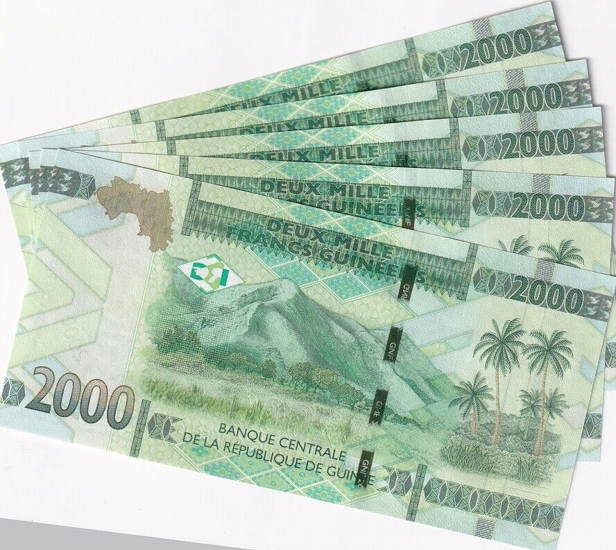 Guinea 2000 Francs 2022 P 48A UNC LOT 5 PCS